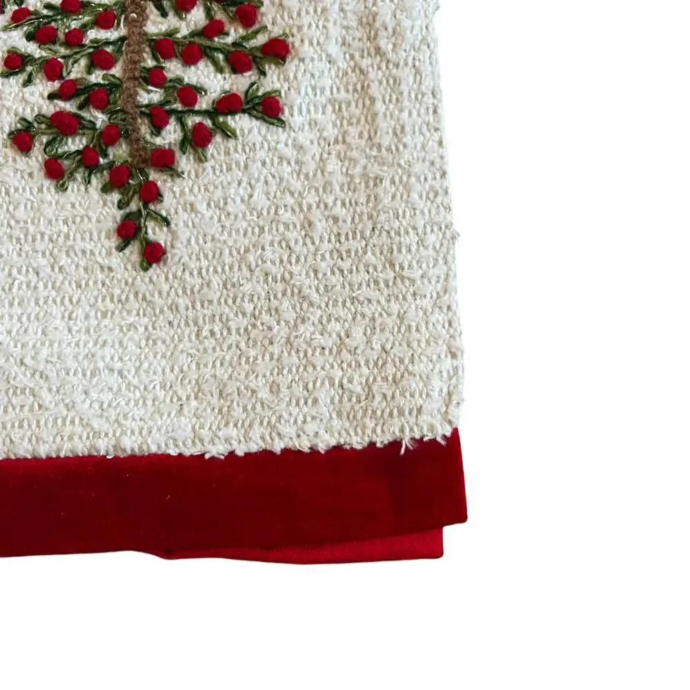 Christian Siriano Christmas Tree & Snowflake Table Runner 14x60 Embroidered New